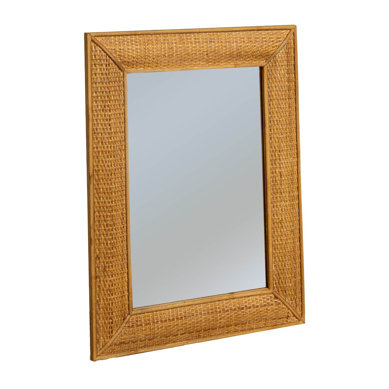 Hello Honey® 26" Natural Rectangle Wall Mirror with Rattan Detail